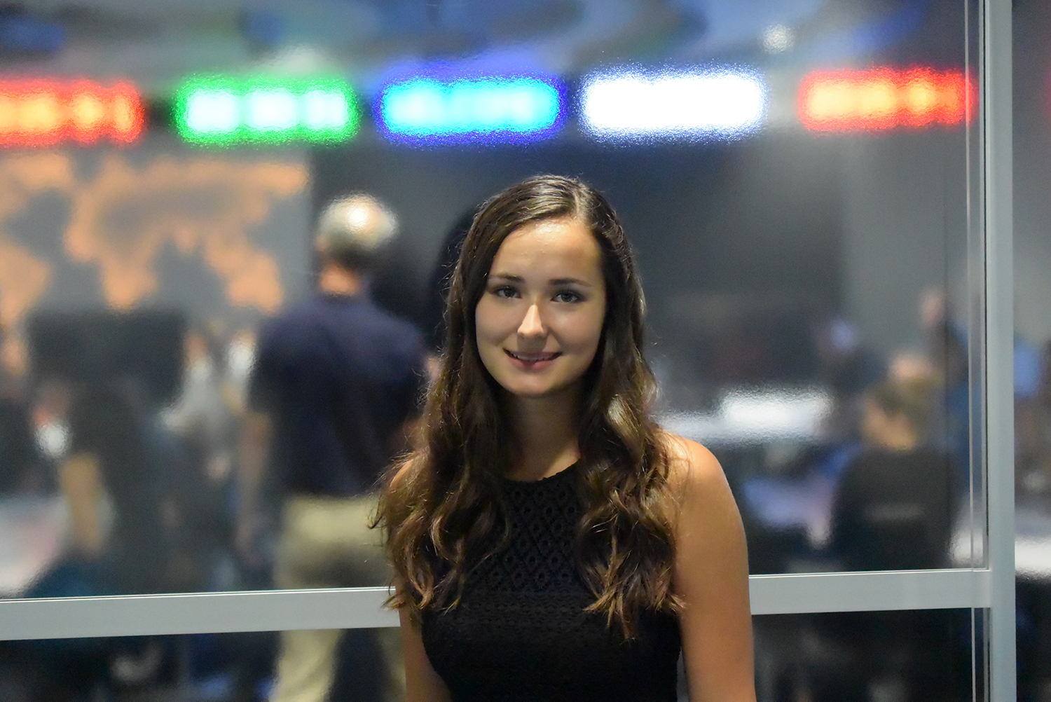 A business student outside of the classroom