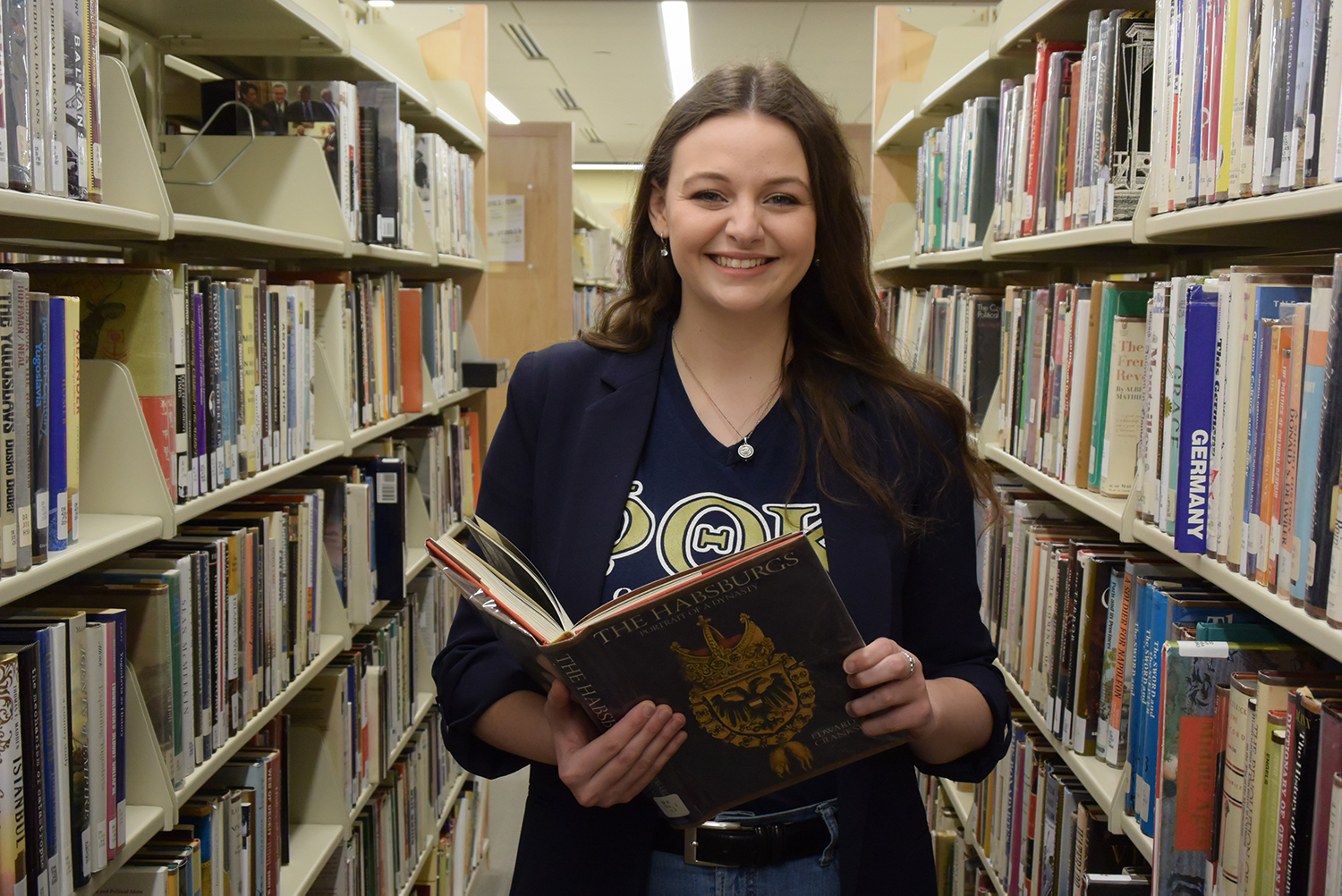 An OCC student in the library