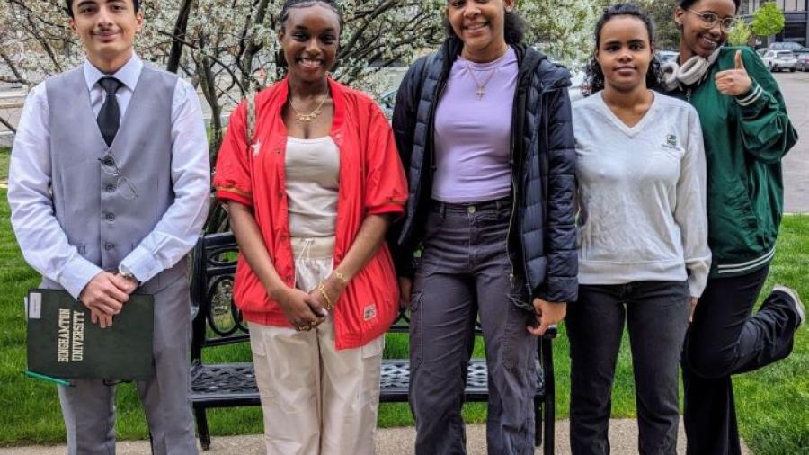 OCC Students invited to participate in this summer's Bridges to Baccalaureate program at SUNY Binghamton are (left to right): Karar Abed, Mary Abdikarin, Balqiisa J-Elmi, Dehaven McCray, and Naomi Workman.
