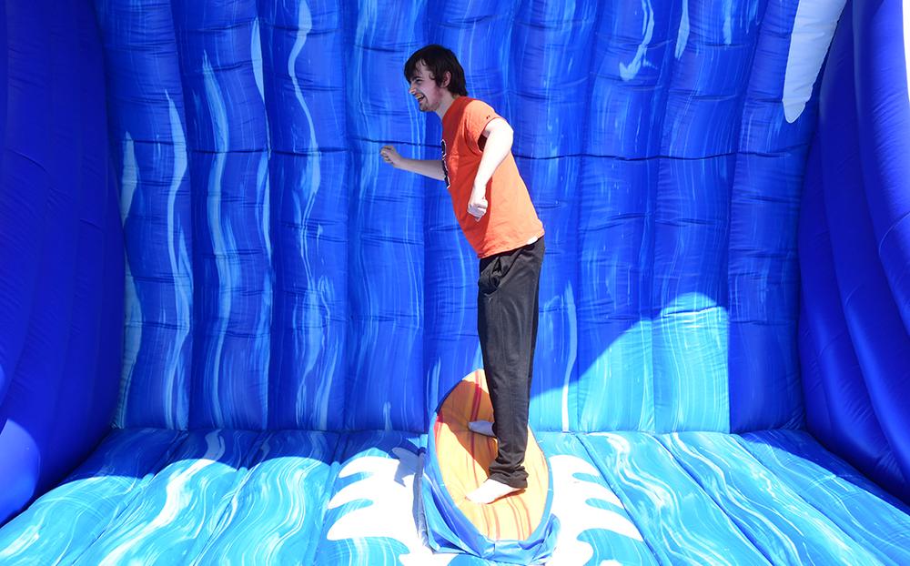 Student on Inflatable Surfboard