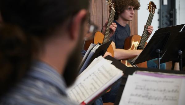 Students in music class