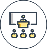 Presenter and students icon