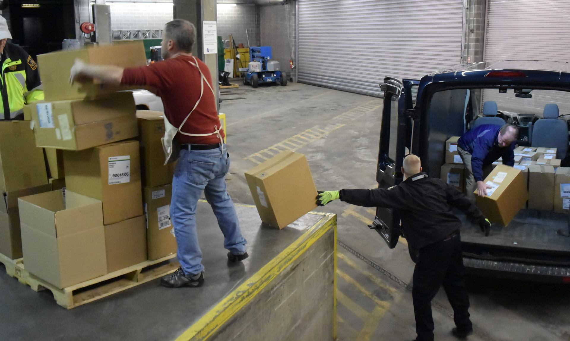 A van load of medical supplies were delivered to the OnCenter in downtown Syracuse.