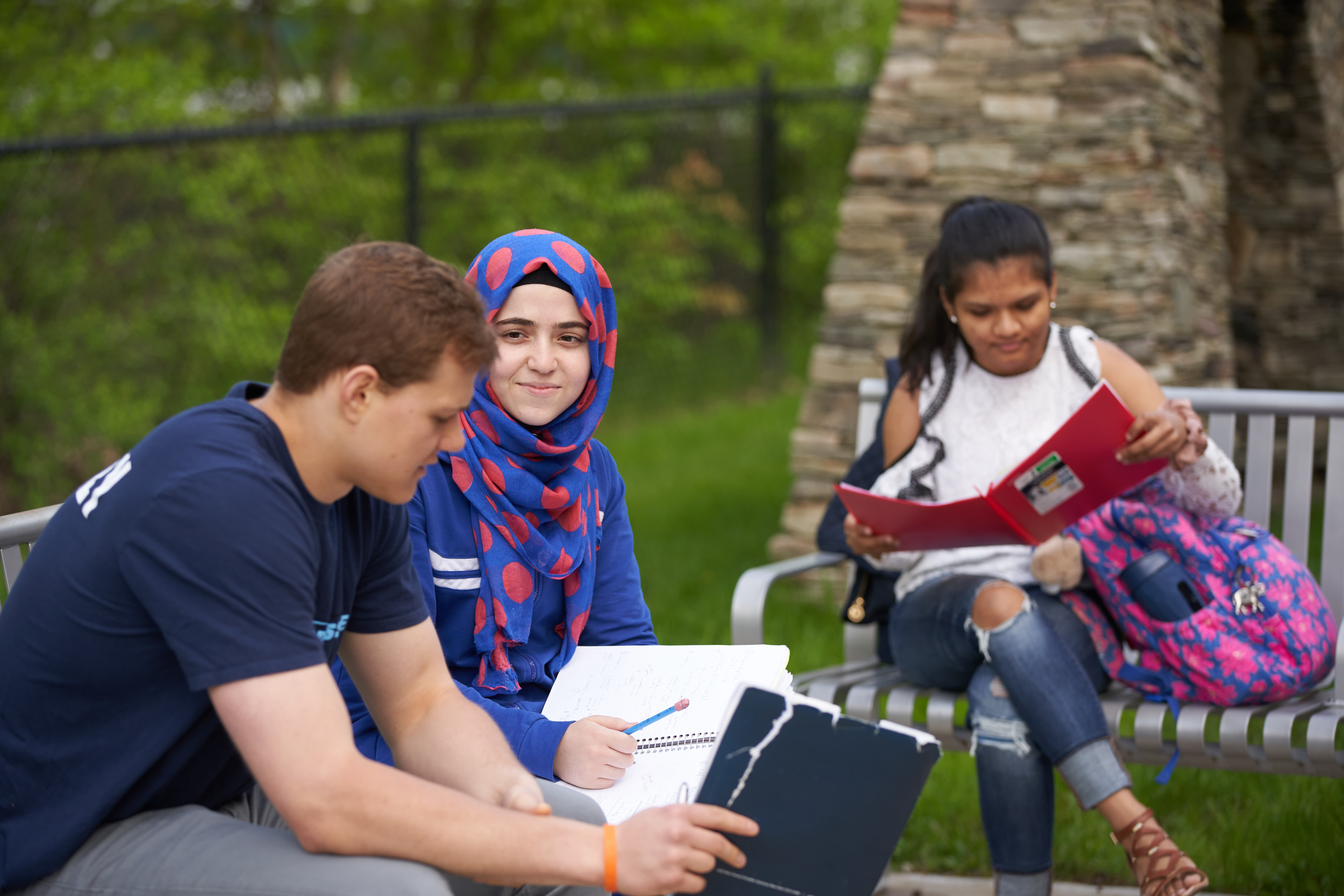 Students studying outside