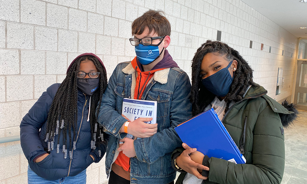 Students wearing masks