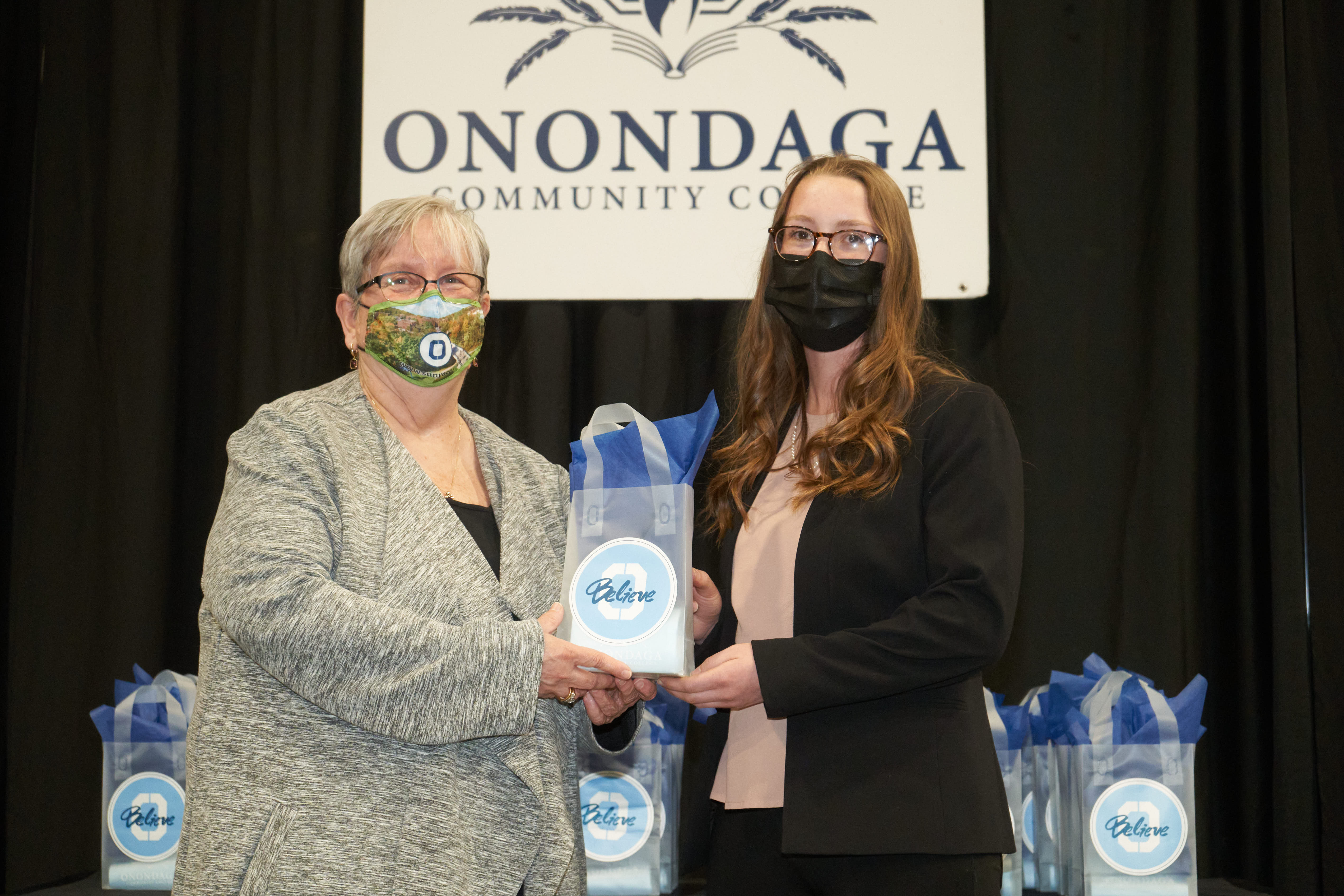 Early Childhood Curriculum Honoree Lily Simmons (right) is pictured with OCC President Dr. Casey Crabill (left).