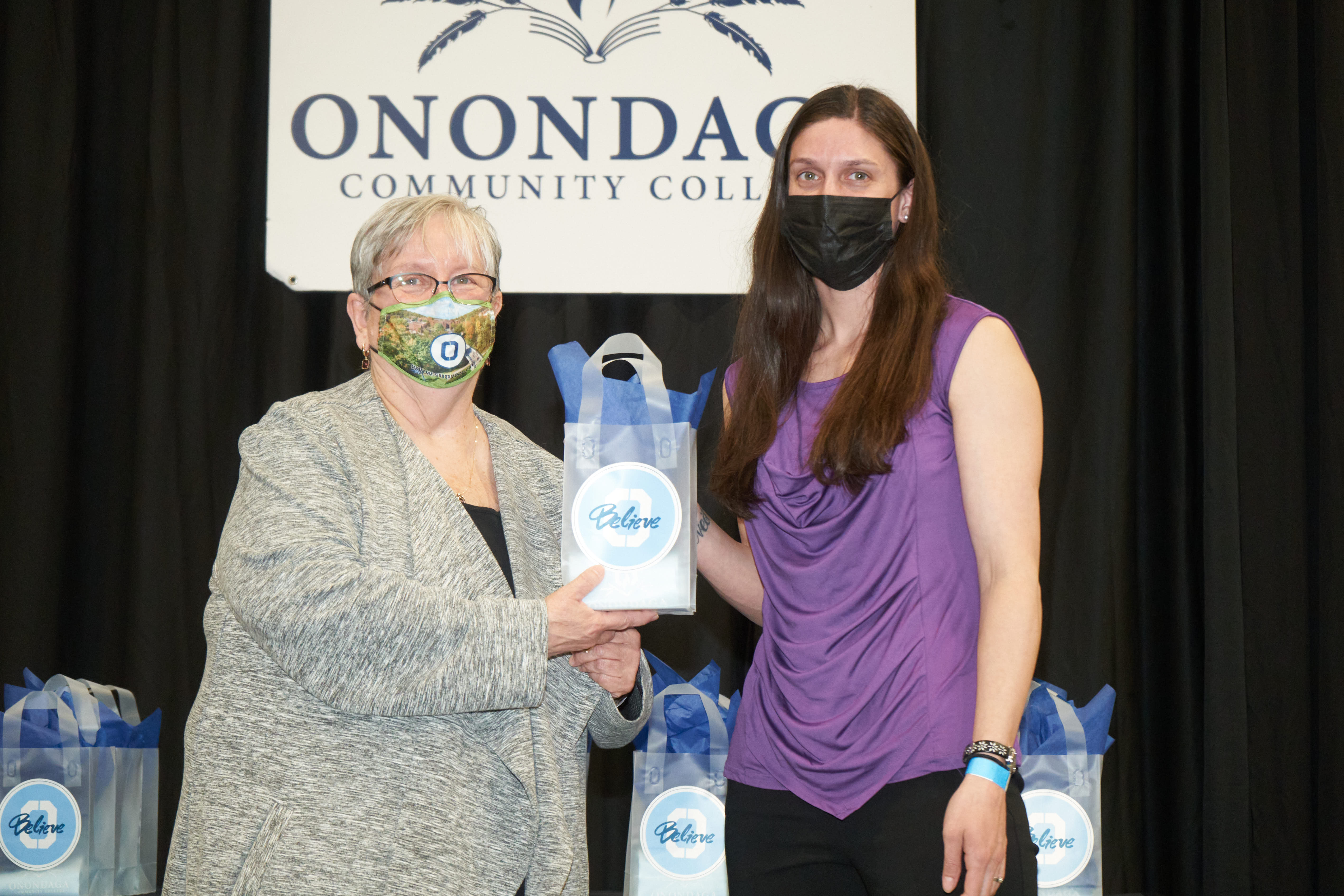 Physical Therapist Assistant Esther Lindsay (right) is pictured with OCC President Dr. Casey Crabill (left).