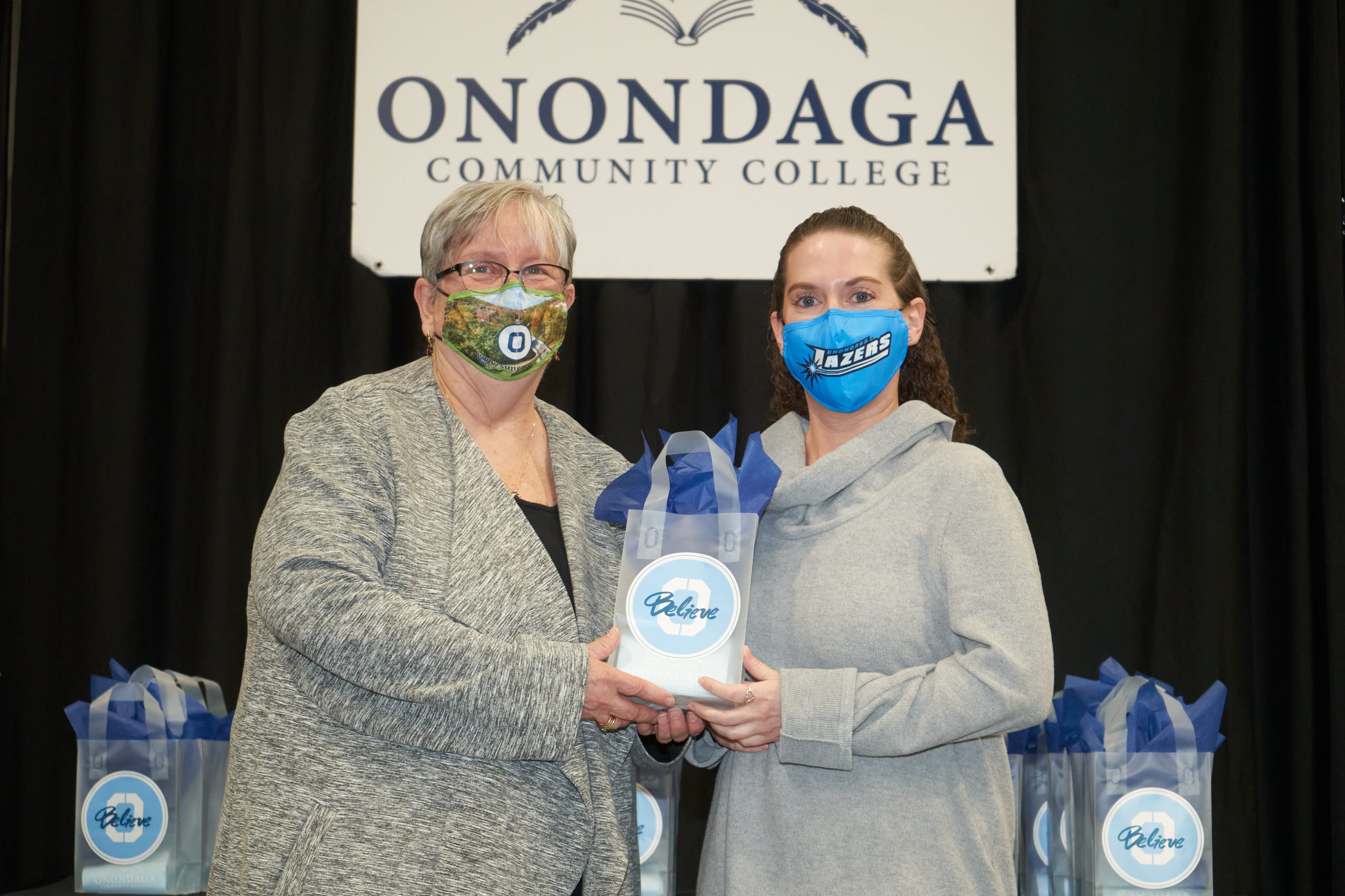 Surgical Technology Curriculum Honoree Amy Correia (right) is pictured with OCC President Dr. Casey Crabill (left).