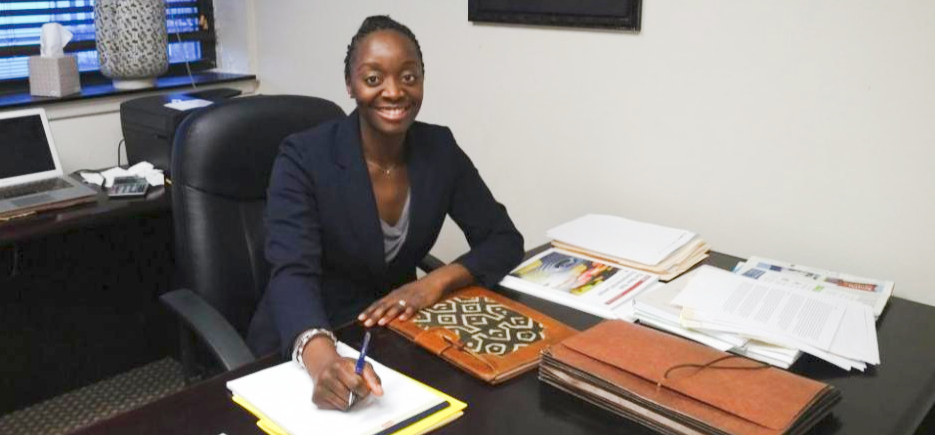 Marthe Ngwashi, alumna in her office