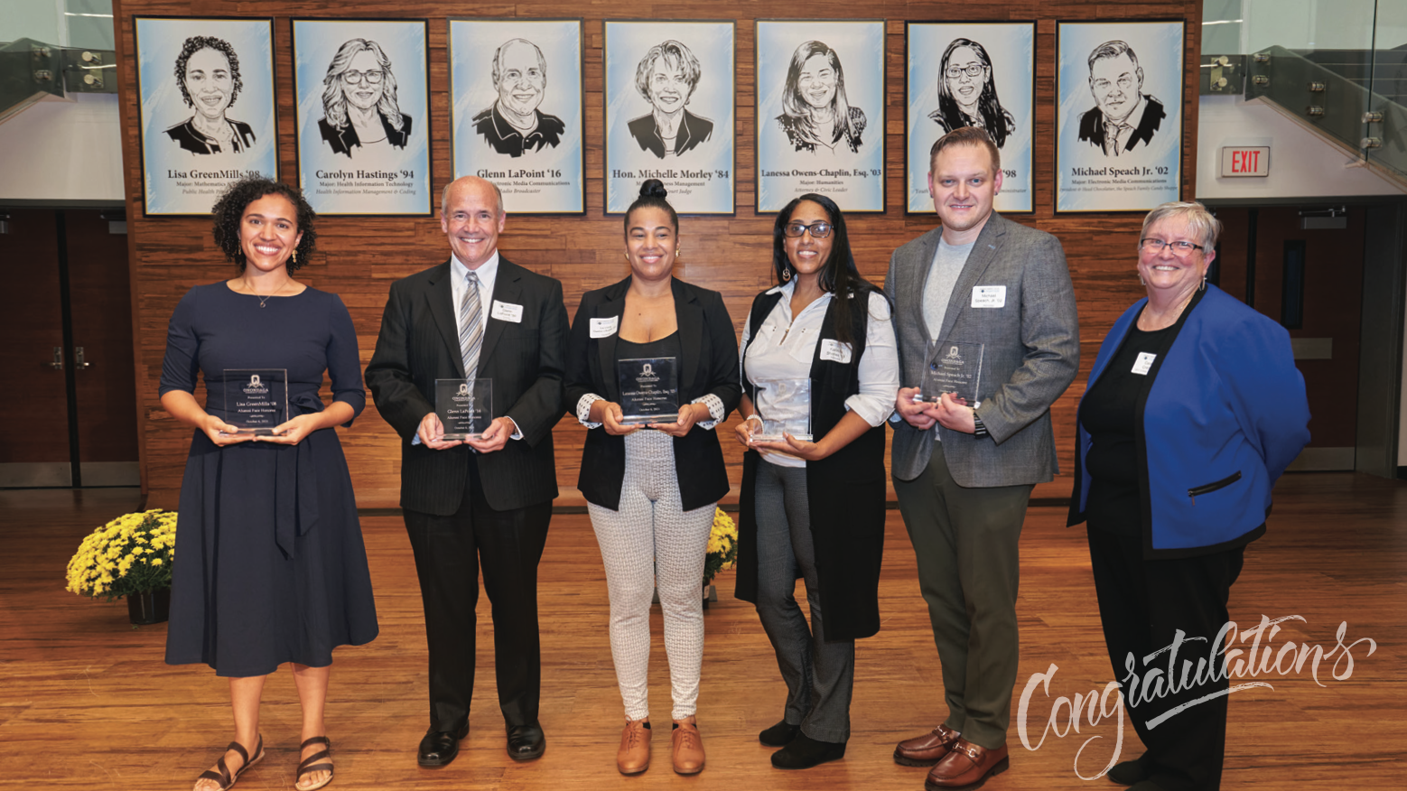 Image of 2021 Alumni Faces honorees with OCC President Dr. Casey Crabill