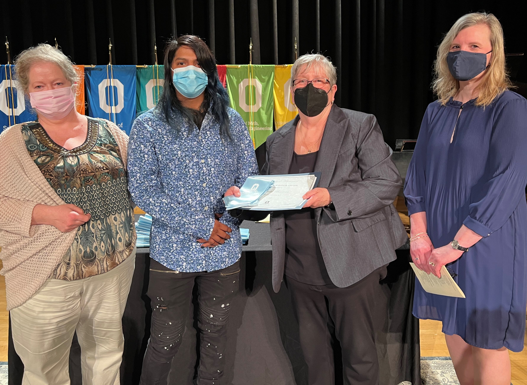 Human Services (left to right): Professor Tina May, Benito Barrera, President Dr. Casey Crabill, and Provost Anastasia Urtz