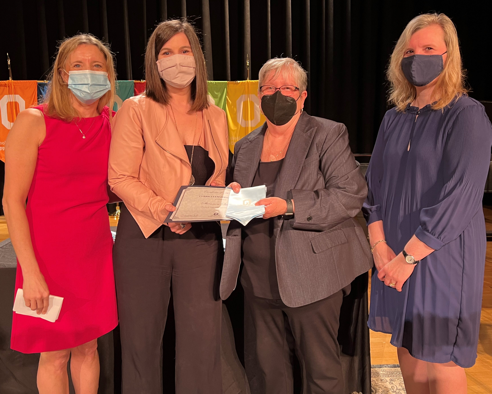 Physical Therapist Assistant: (left to right) Professor Kristen Lounsbery, Shannon Smithson, President Dr. Casey Crabill, and Provost Anastasia Urtz