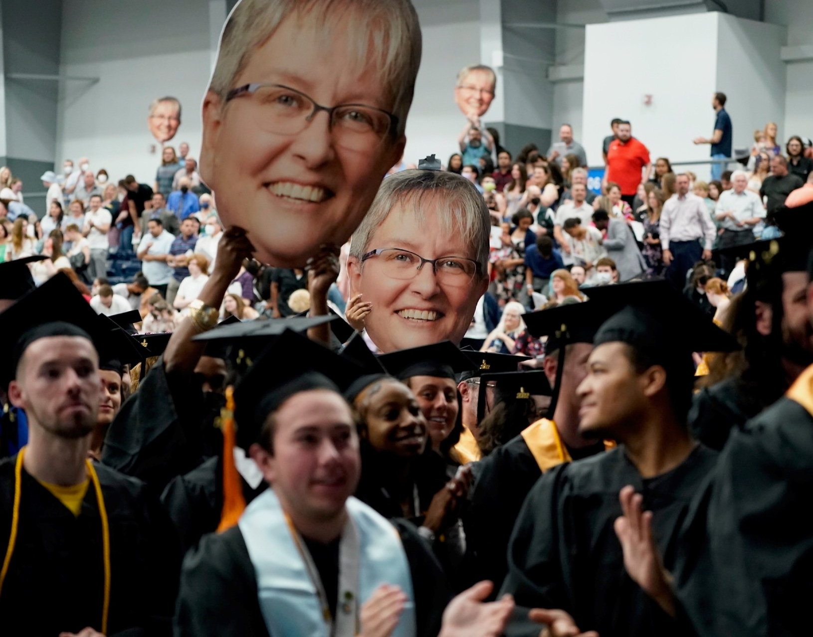 Dr. Casey Crabill "big heads" could be seen throughout the SRC Arena.