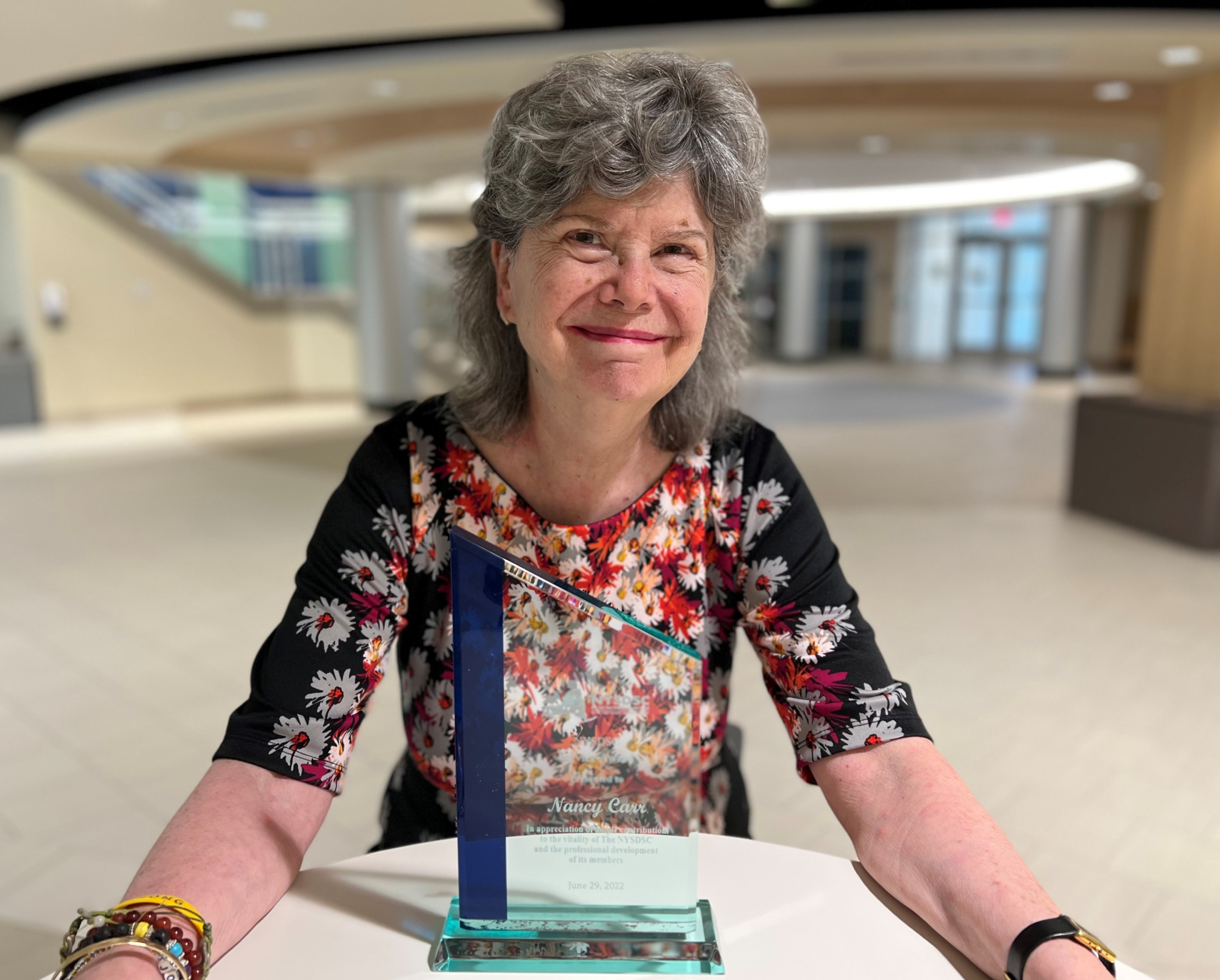 Nancy Carr was recently honored with the New York State Disability Service Council's Service Award. She is OCC's Director of the Office of Accessibility Resources and Testing Services.