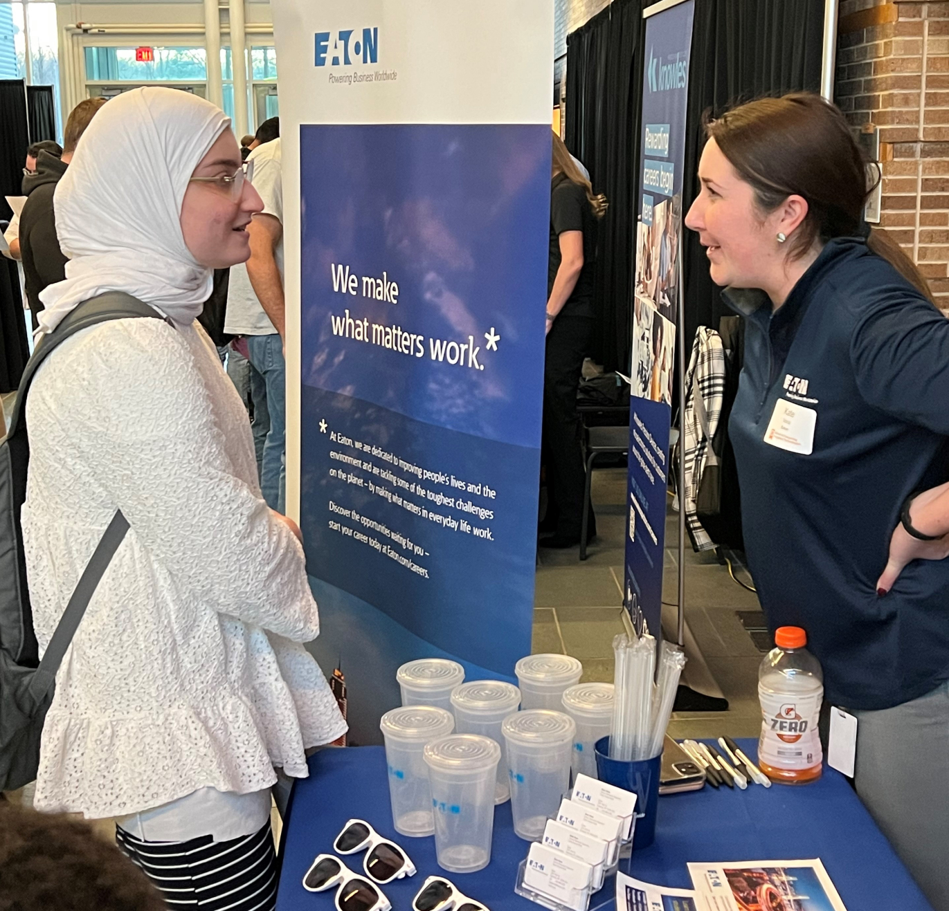 Computer Science major Yasmine Chatila (left) came to the Career Fair looking for internship and employment opportunities.