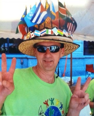 Jasenko Mondom is known as the "flag man" for this hat which displays flags from nations around the world.