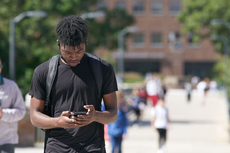Student applying on a mobile phone