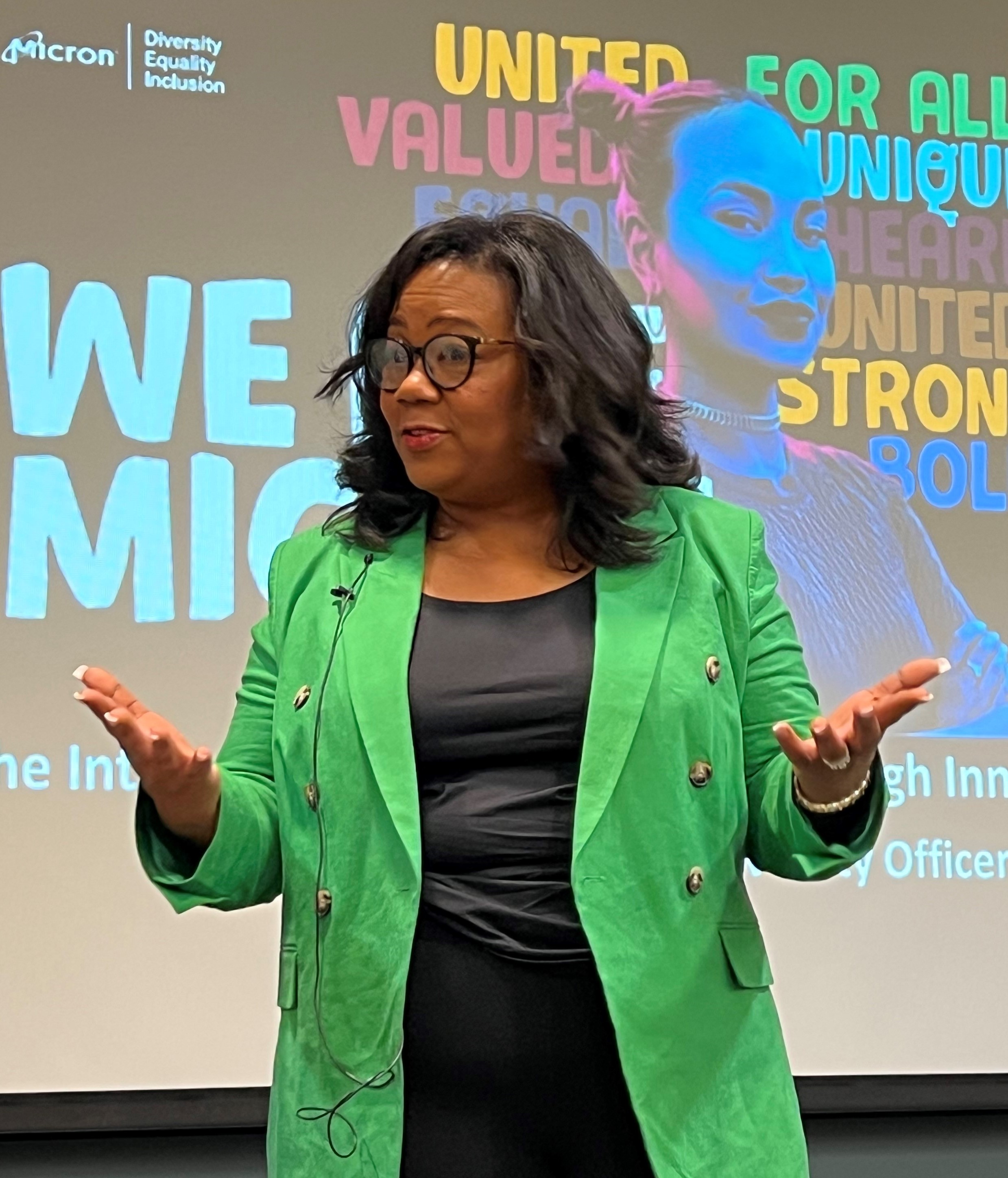 Fran Dillard, Micron's Vice President and Chief Diversity Officer, spoke on campus April 11.