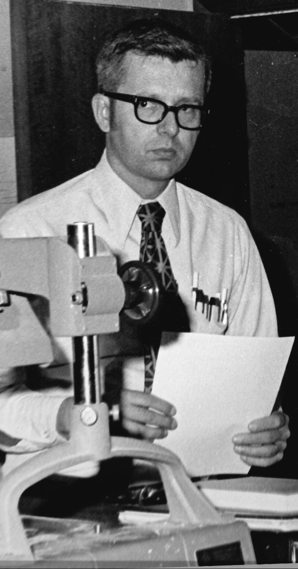 Dr. Stan Smith, pictured in class in 1972 at OCC's first home in Midtown Plaza.