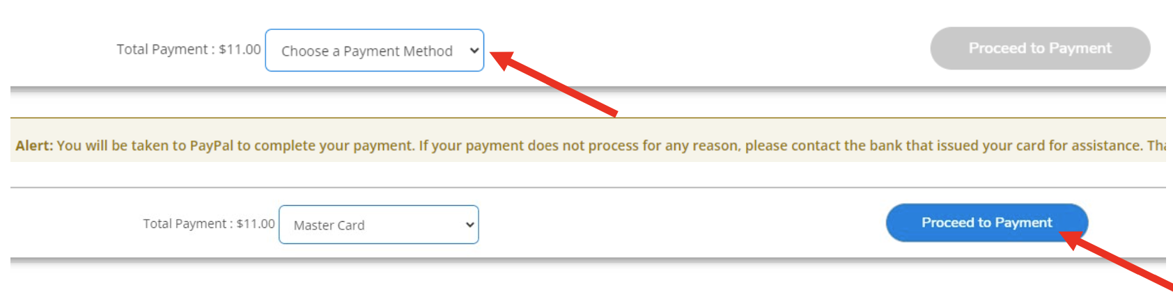 MyOCC PTK Payment Screen