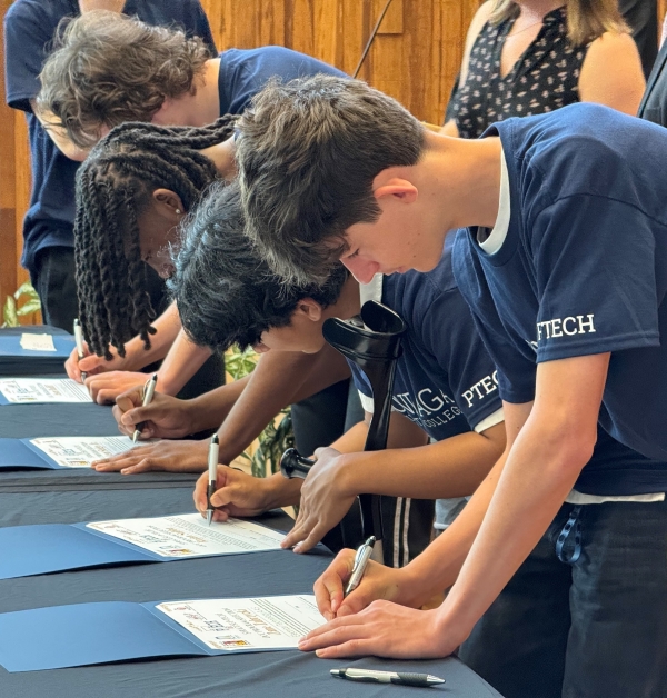 Syracuse City School District students commit to the P-TECH program.