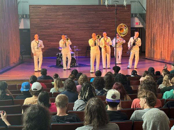 The Navy Band Northeast performed in the Recital Hall as part of Navy Week and the 50th anniversary celebration of OCC's Office of Veterans and Military Services.