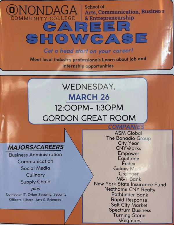career showcase sign