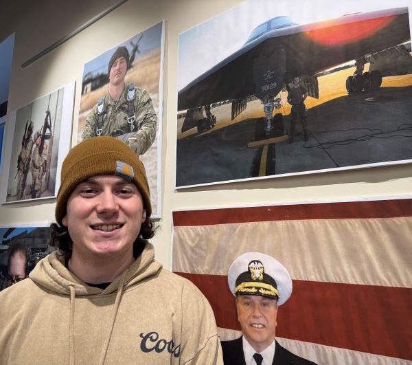 Anthony Viola is an OCC student who served four years in the Air Force. He's pictured under the B-2 Spirit which he maintained.