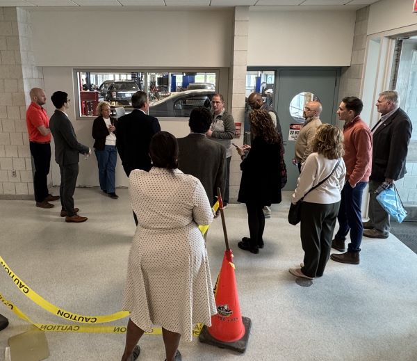 County Legislators looked into the Automotive Technology Lab, and saw the Diesel/Heavy Equipment Training Center being constructed on the other side of it.