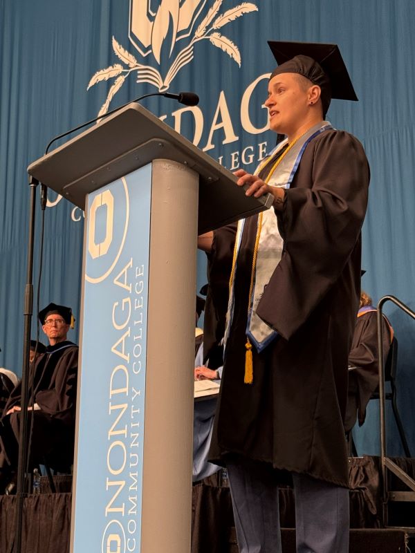 Meghan Bird was the Student Speaker. She's transferring to SUNY Upstate Medical University.