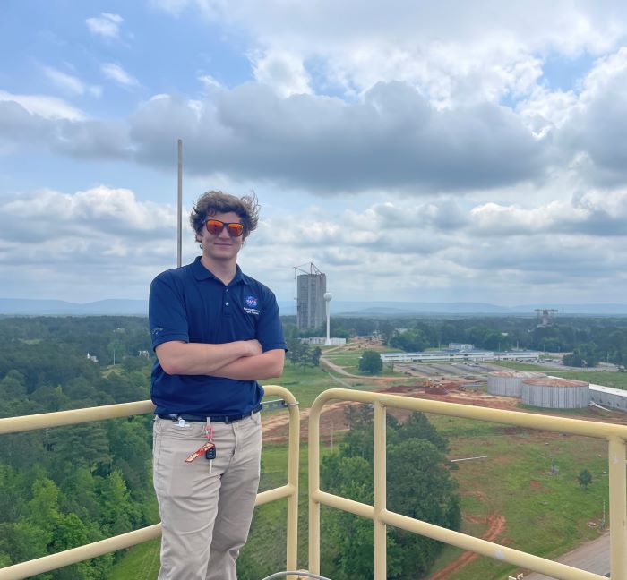 Isaac Bennett is pictured at the Kennedy Space Center in Florida.