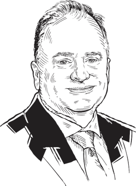 Black and white illustration of David Lee