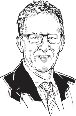 Black and white illustration of Jasenko Mondom
