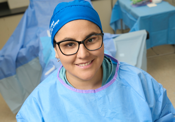 Melissa Duran in a surgical gown