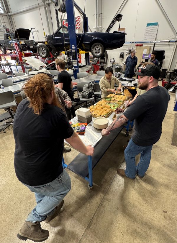 The event brought together Automotive Technology students and Student Veterans for good food, auto repair demonstrations, and good conversation.