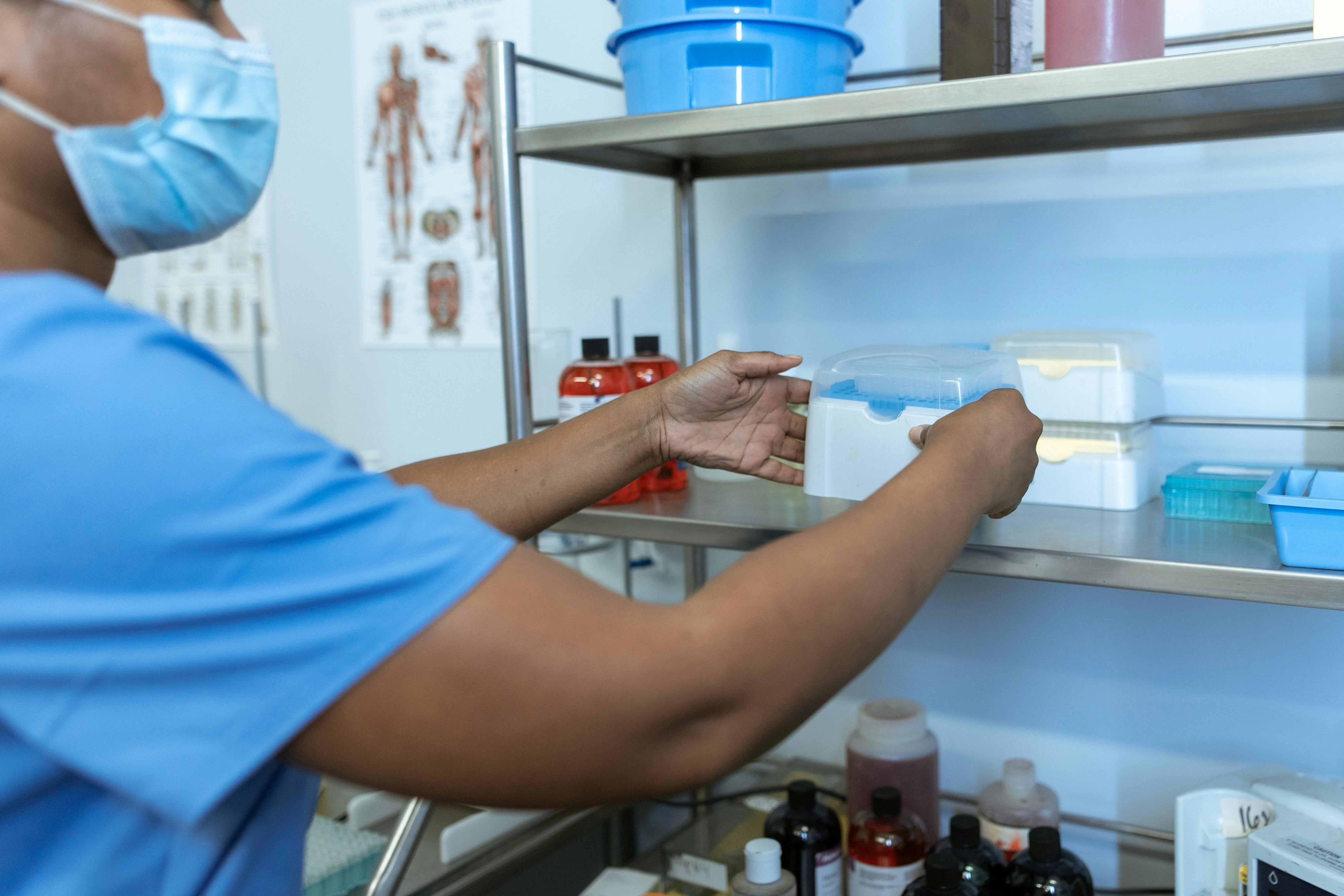 Medical professional stocking shelfs