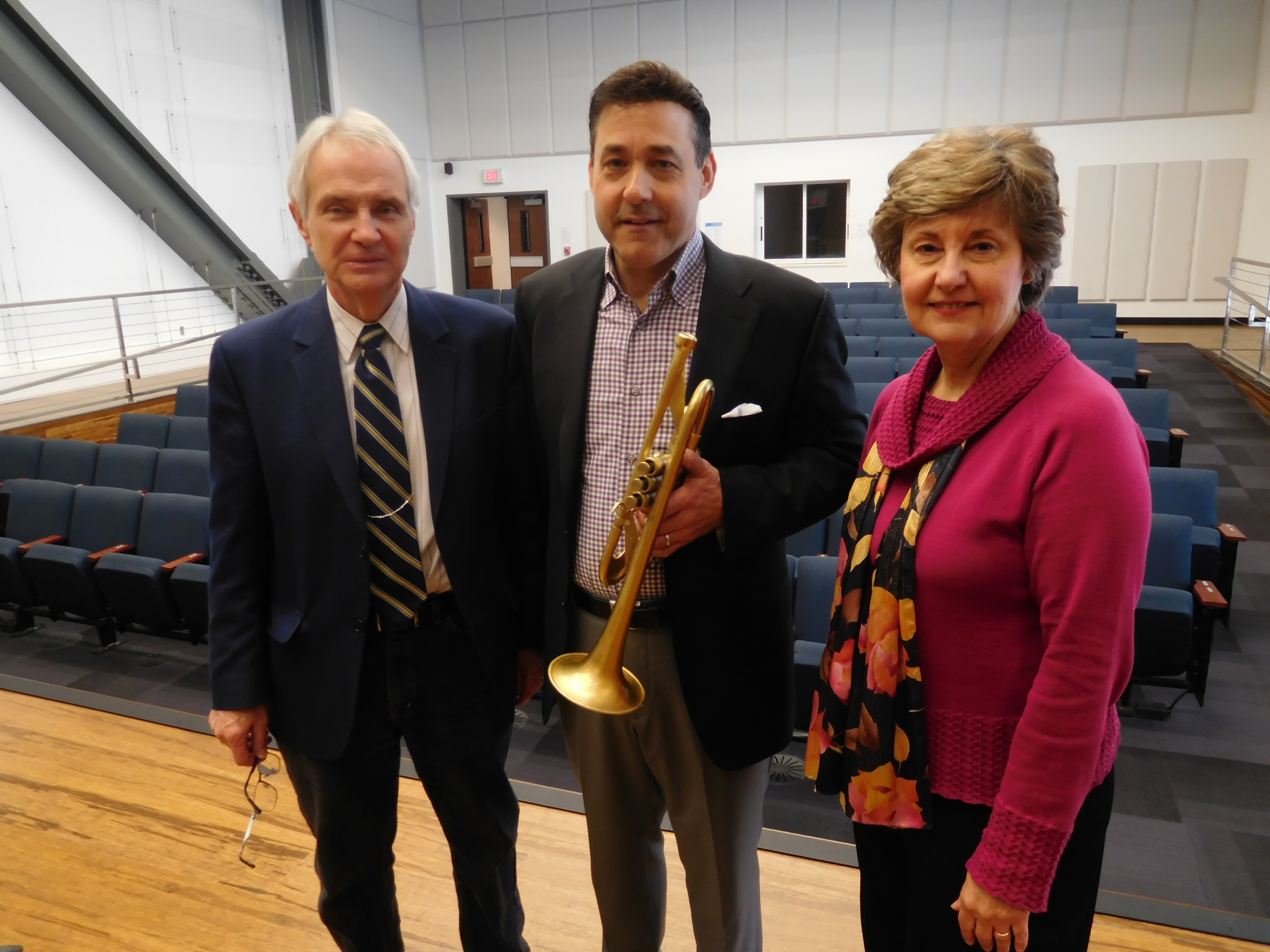 Bamonte (center) with Professors Dr. Kevin Moore and Selma Moore