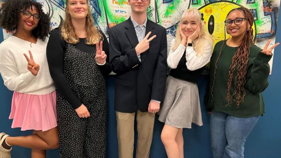 This semester's Student Government Officers are (left to right) Galia Amor, Haley Madej, Anthony Martino, Abigail Marin, and Chaiya Renfroe.