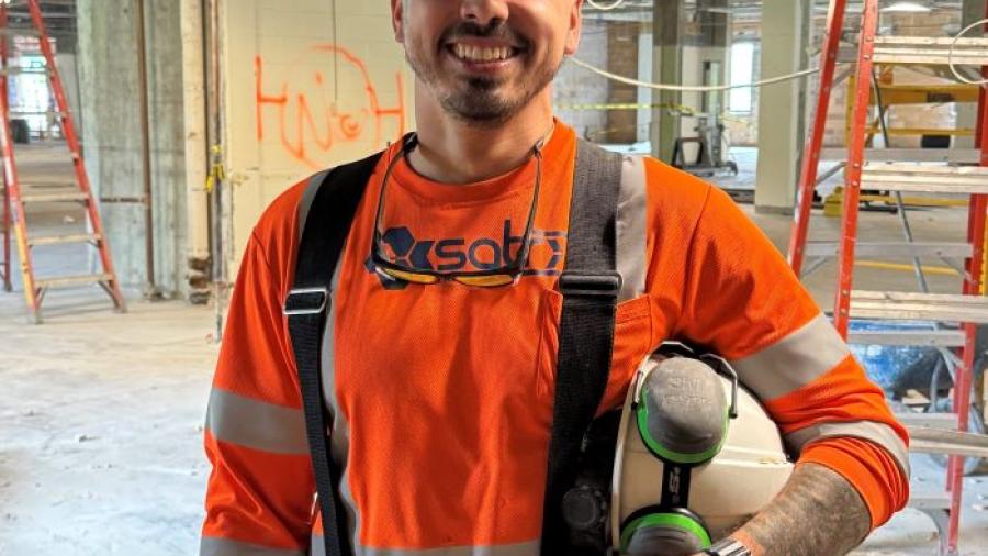 Nick Kolbasook is a 31-year-old Electromechanical Technology major at Onondaga Community College. This summer he's working on the demolition of the first floor of Ferrante Hall.