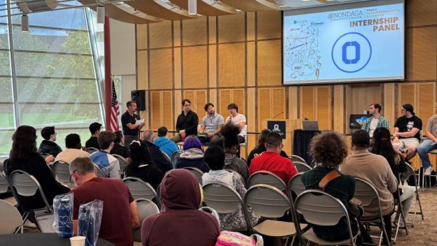 Students talked about their summer internship opportunities during a panel discussion in the Gordon Student Center Great Room.