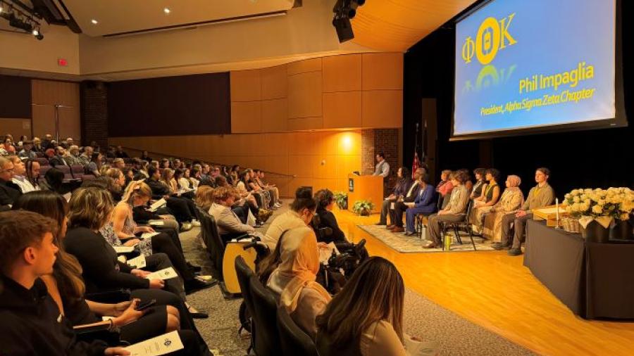 Onondaga Community College's chapter of the Phi Theta Kappa Honor Society welcomed new students during its spring induction ceremony in Storer Auditorium.
