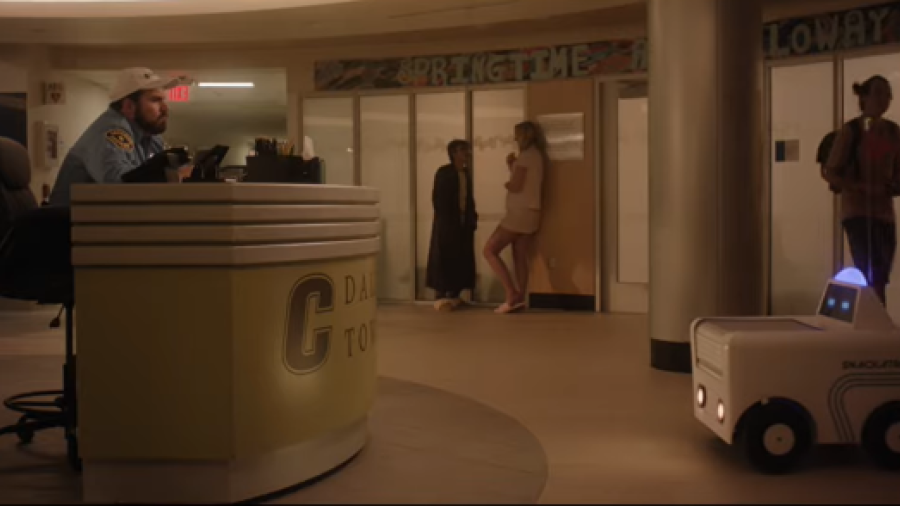 This scene in the #1 ranked movie "The Pizza" was shot in the lobby of Onondaga Community College's Coulter Hall. It was one of several locations on campus used  by local filmmaker American High.