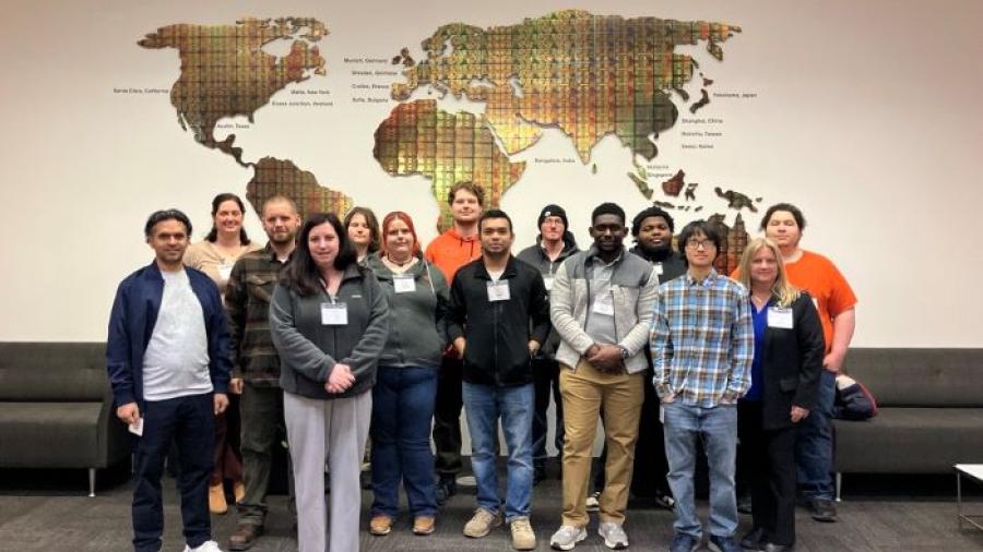 A large group of OCC students interned at the NY CREATES NanoTech Complex in Albany.