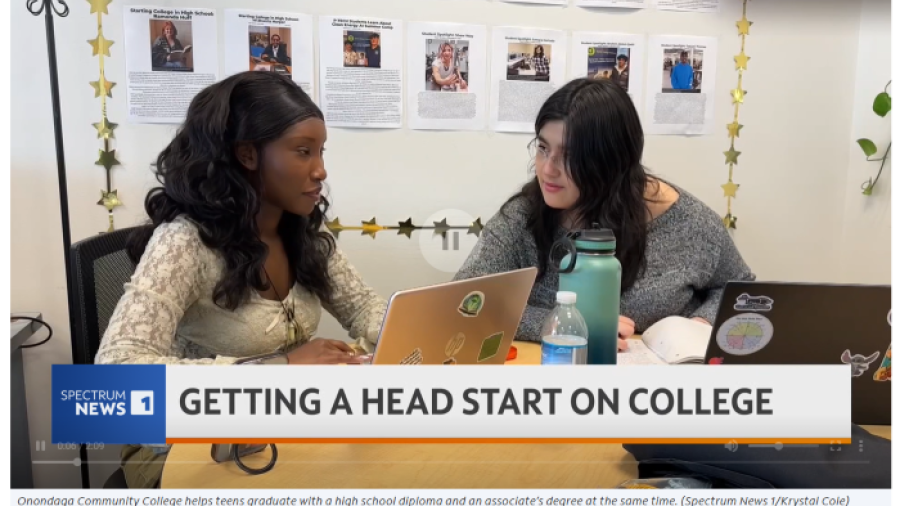 Kyuana Willliams (left) and Samara Hurtado (right) were recently profiled in a Spectrum News story for completing their high school diploma and OCC degree this spring. (Courtesy Spectrum News)