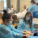 Students learning about health care