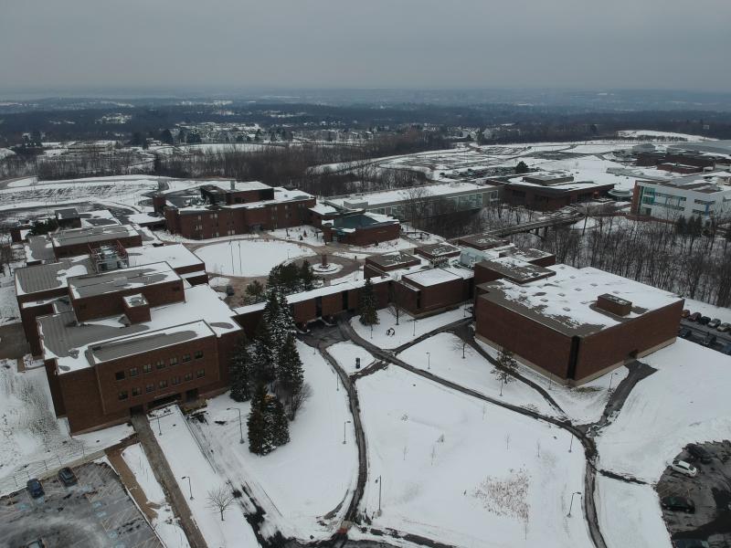 Aerial Shot of Campus during Winter