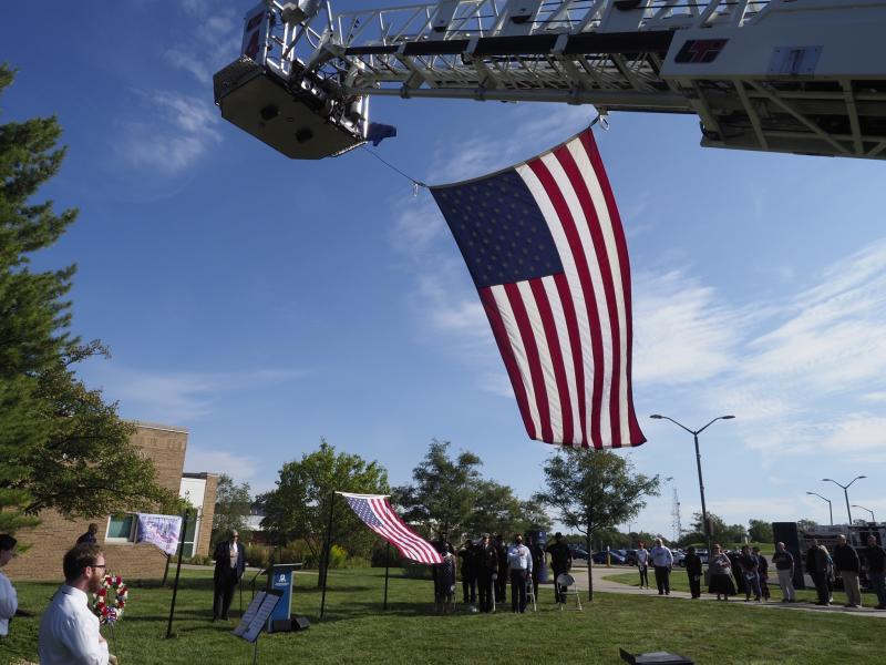 Onondaga Community College held a 9/11 Memorial Ceremony on the morning of September 11 outside the Whitney Applied Technology Center.