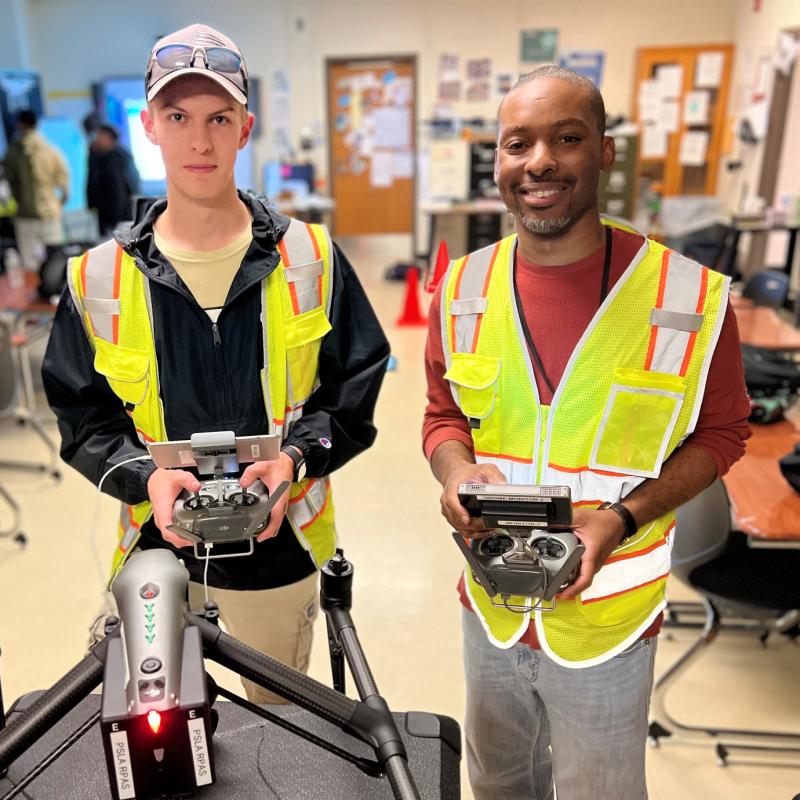 Quindell Williams '08 (right) and PSLA student Shane Kisselstein