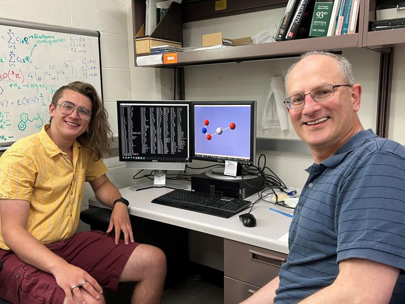 OCC student Elliott O'Connell's summer research at SUNY-ESF will be published in a peer-reviewed journal. He's pictured with SUNY-ESF Chemistry Professor Theodore Dibble in a laboratory on the ESF campus.