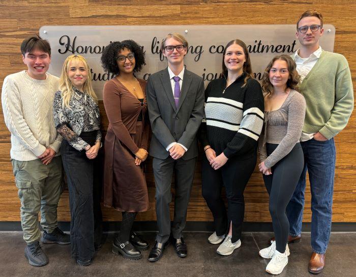 Spring 2024 Student Government Officers are (left to right): Steve Gregory, Abi Marin, Galia Amor, Anthony Mancini, Haley Madej, Elizabeth Kraynak, and Joe Capone.